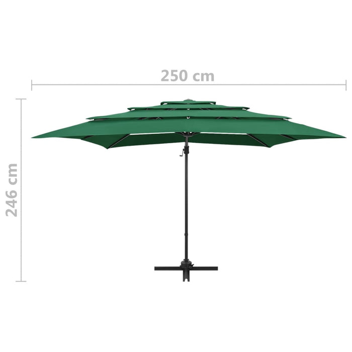Umbrelă de soare 4 niveluri, stâlp aluminiu, verde, 250x250 cm - WALTI WALTI
