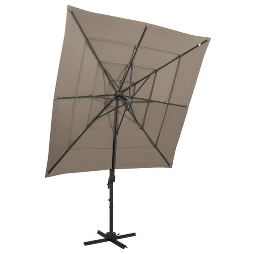 Umbrelă de soare 4 niveluri, stâlp aluminiu, taupe, 250x250 cm - WALTI WALTI