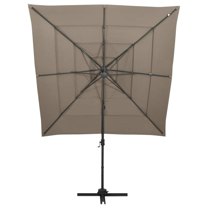 Umbrelă de soare 4 niveluri, stâlp aluminiu, taupe, 250x250 cm WALTI
