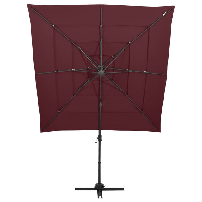 Umbrelă cu 4 niveluri, stâlp aluminiu, roșu bordo, 250x250 cm WALTI
