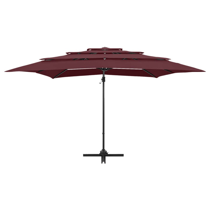 Umbrelă cu 4 niveluri, stâlp aluminiu, roșu bordo, 250x250 cm WALTI