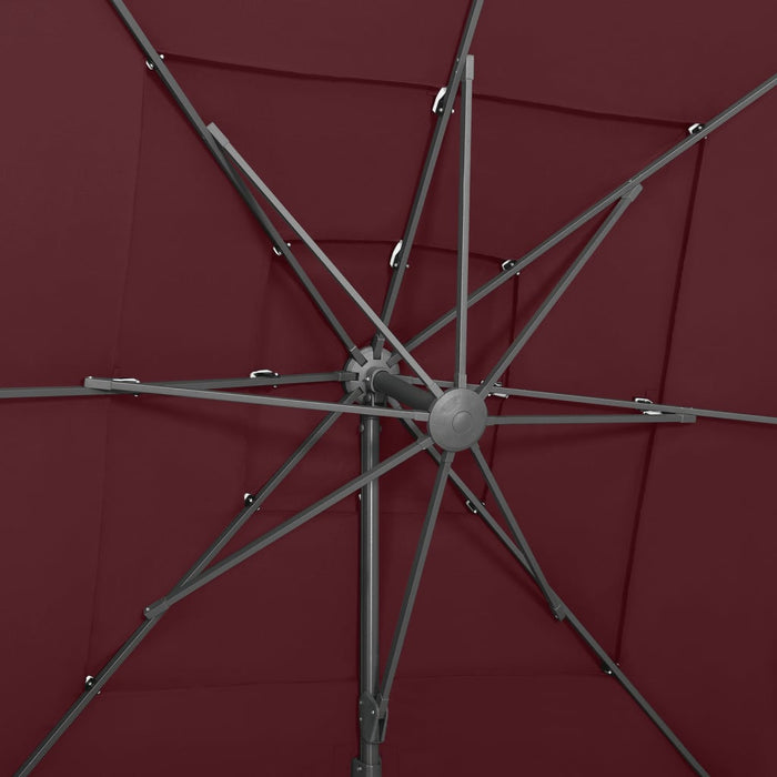 Umbrelă cu 4 niveluri, stâlp aluminiu, roșu bordo, 250x250 cm WALTI