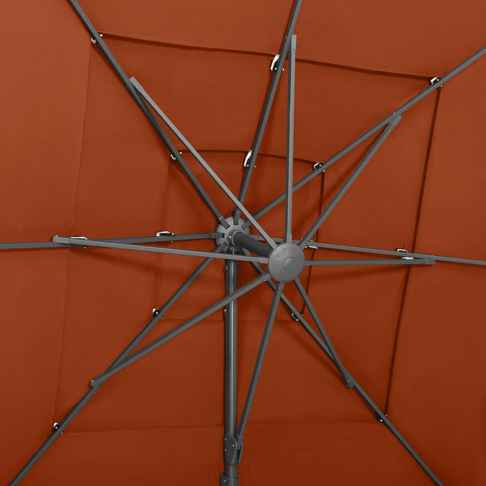 Umbrelă soare 4 niveluri, stâlp aluminiu, cărămiziu, 250x250 cm WALTI