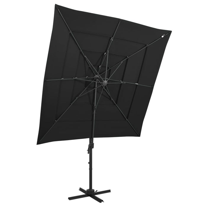 Umbrelă de soare 4 niveluri, stâlp aluminiu, negru, 250x250 cm - WALTI WALTI