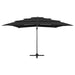 Umbrelă de soare 4 niveluri, stâlp aluminiu, negru, 250x250 cm - WALTI WALTI