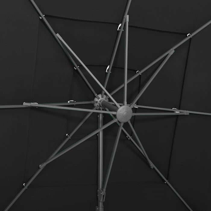 Umbrelă de soare 4 niveluri, stâlp aluminiu, negru, 250x250 cm - WALTI WALTI