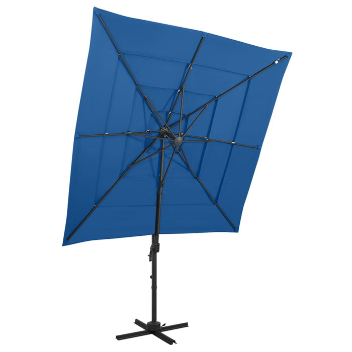Umbrelă cu 4 niveluri, stâlp aluminiu, albastru azur 250x250 cm WALTI