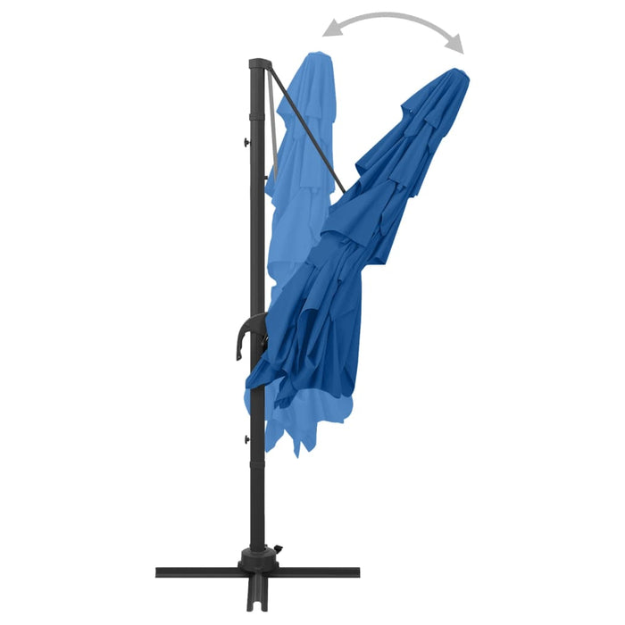Umbrelă cu 4 niveluri, stâlp aluminiu, albastru azur 250x250 cm WALTI