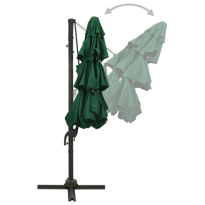Umbrelă de soare 4 niveluri, stâlp din aluminiu, verde, 3x3 m WALTI