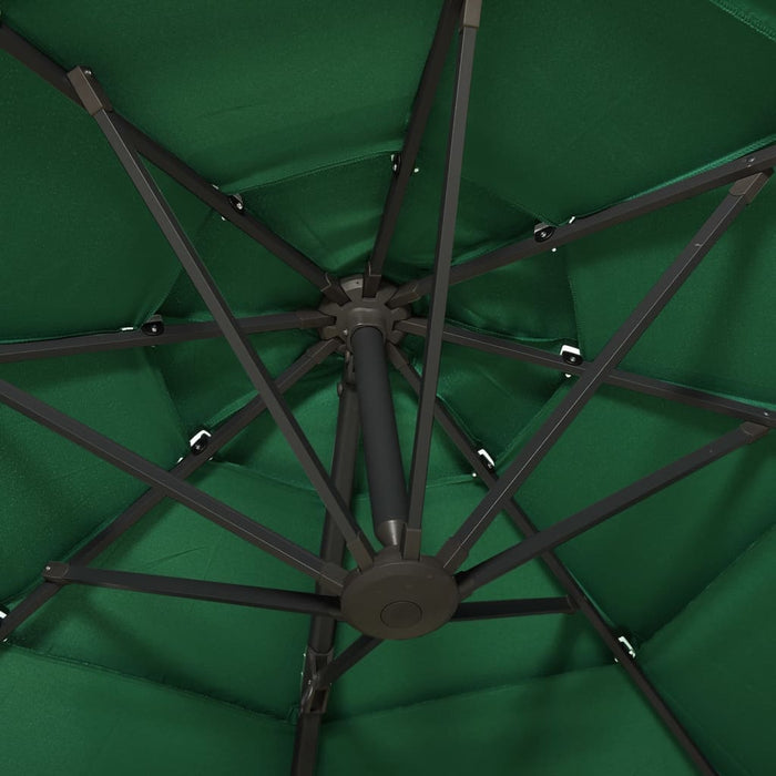 Umbrelă de soare 4 niveluri, stâlp din aluminiu, verde, 3x3 m WALTI