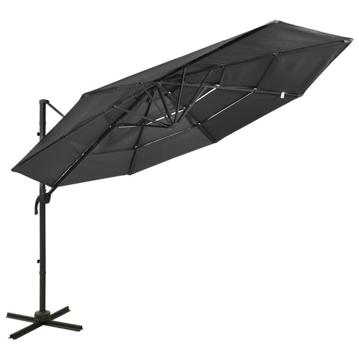 Umbrelă de soare cu 4 niveluri, stâlp aluminiu, antracit, 3x3 m - WALTI WALTI