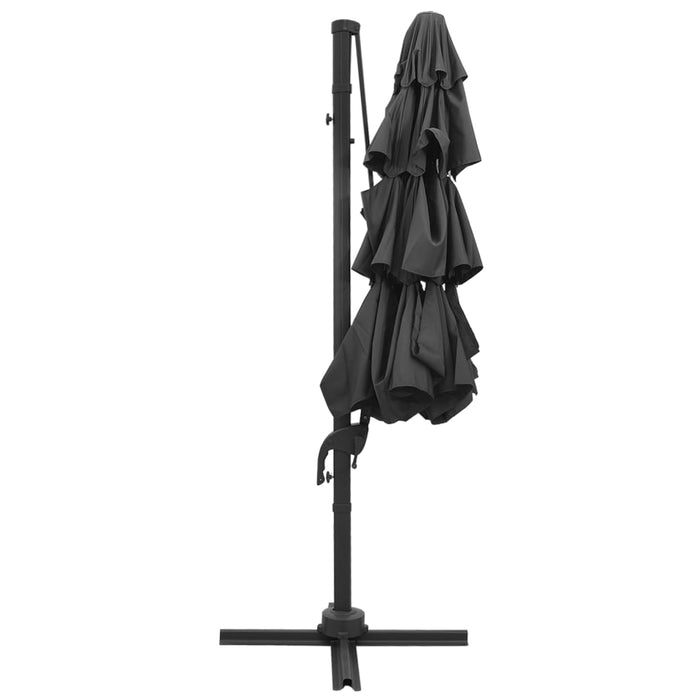 Umbrelă de soare cu 4 niveluri, stâlp aluminiu, antracit, 3x3 m WALTI