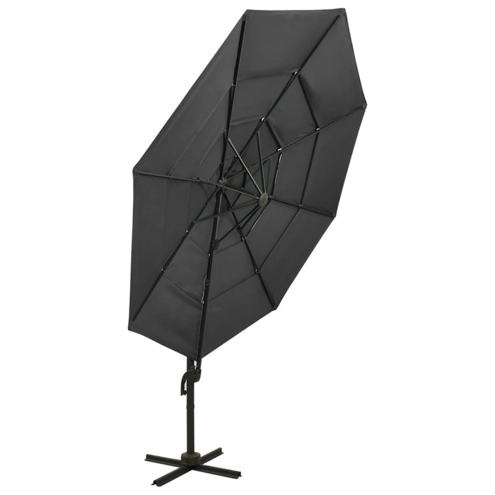 Umbrelă de soare cu 4 niveluri, stâlp aluminiu, antracit, 3x3 m WALTI