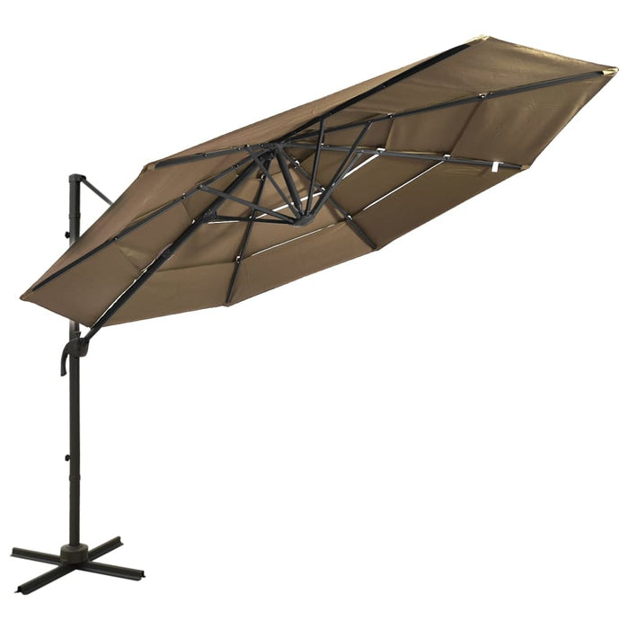 Umbrelă de soare 4 niveluri, stâlp de aluminiu, taupe, 3x3 m WALTI