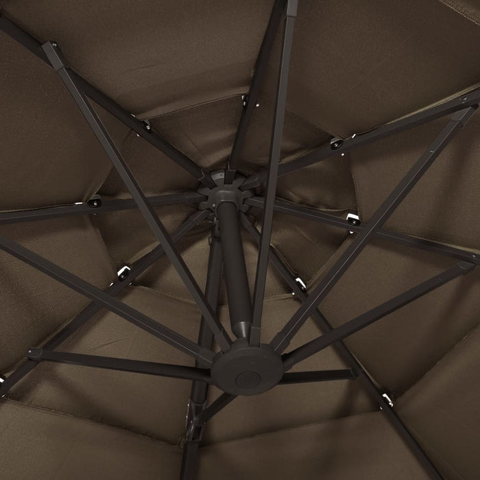 Umbrelă de soare 4 niveluri, stâlp de aluminiu, taupe, 3x3 m WALTI