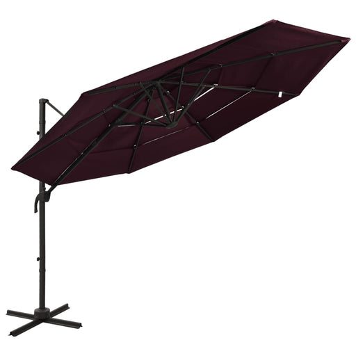 Umbrelă soare cu 4 niveluri, stâlp aluminiu, roșu bordo, 3x3 cm - WALTI WALTI