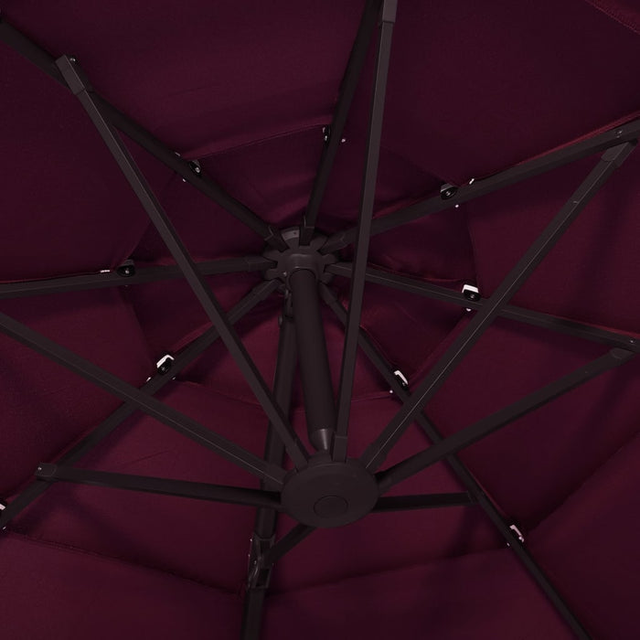 Umbrelă soare cu 4 niveluri, stâlp aluminiu, roșu bordo, 3x3 cm WALTI