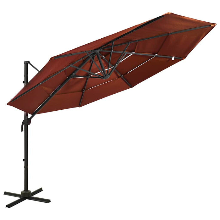 Umbrelă de soare cu 4 niveluri, stâlp aluminiu, cărămiziu 3x3 m WALTI