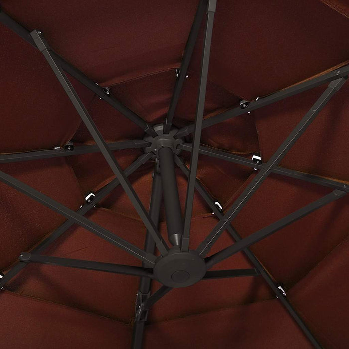 Umbrelă de soare cu 4 niveluri, stâlp aluminiu, cărămiziu 3x3 m WALTI