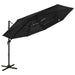 Umbrelă de soare cu 4 niveluri, stâlp aluminiu, negru, 3x3 m - WALTI WALTI