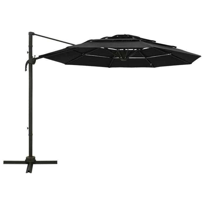 Umbrelă de soare cu 4 niveluri, stâlp aluminiu, negru, 3x3 m - WALTI WALTI