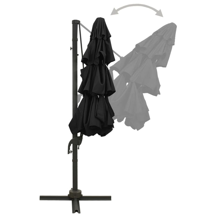 Umbrelă de soare cu 4 niveluri, stâlp aluminiu, negru, 3x3 m - WALTI WALTI