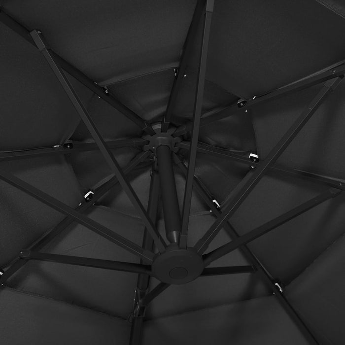 Umbrelă de soare cu 4 niveluri, stâlp aluminiu, negru, 3x3 m - WALTI WALTI