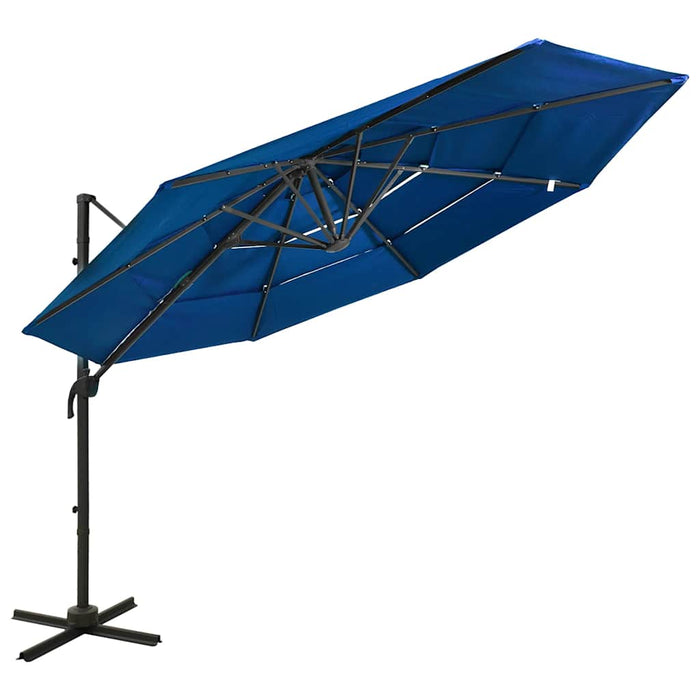 Umbrelă de soare 4 niveluri, stâlp din aluminiu, azuriu, 3x3 m WALTI