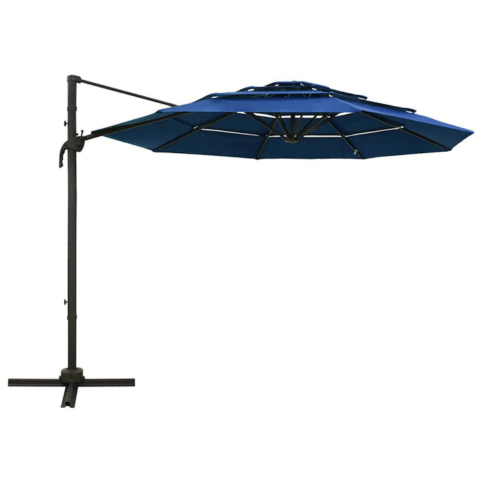 Umbrelă de soare 4 niveluri, stâlp din aluminiu, azuriu, 3x3 m WALTI