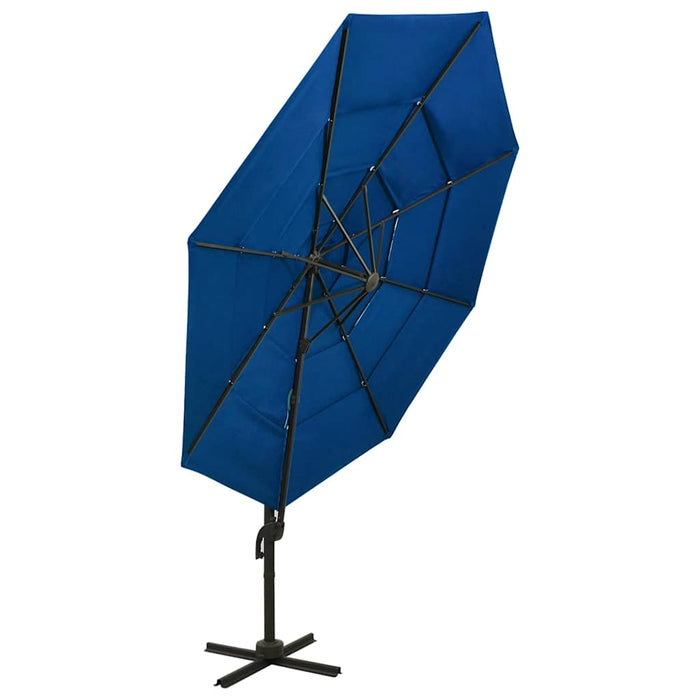 Umbrelă de soare 4 niveluri, stâlp din aluminiu, azuriu, 3x3 m WALTI