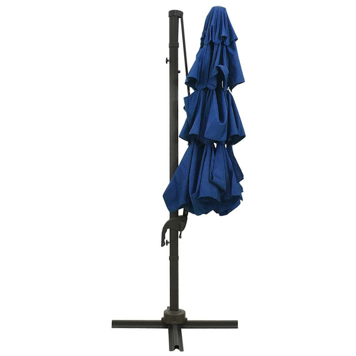 Umbrelă de soare 4 niveluri, stâlp din aluminiu, azuriu, 3x3 m WALTI