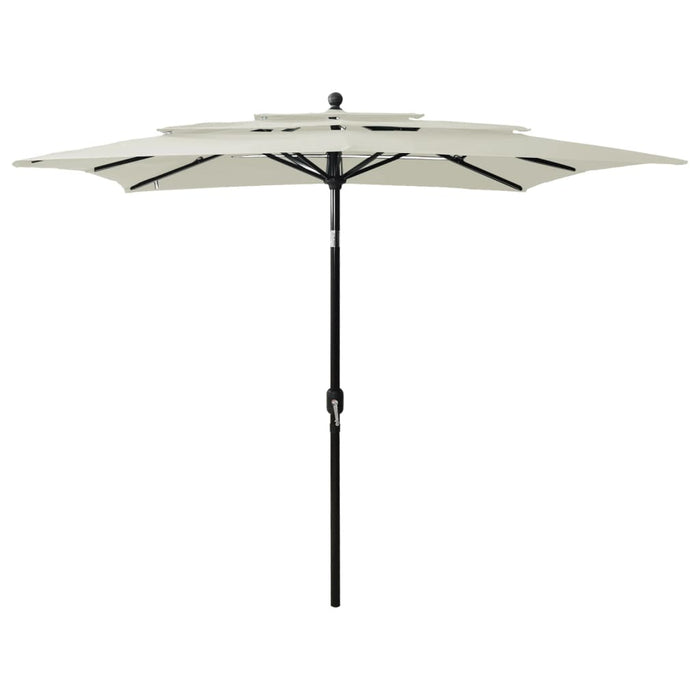 Umbrelă de soare 3 niveluri, stâlp aluminiu, nisipiu, 2,5x2,5 m - WALTI WALTI