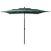 Umbrelă de soare 3 niveluri, stâlp aluminiu, verde, 2,5x2,5 m - WALTI WALTI
