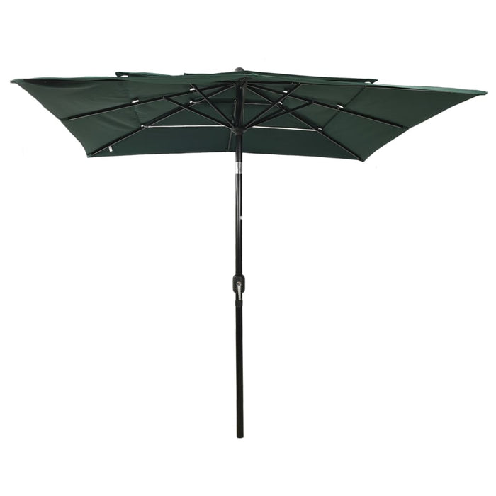 Umbrelă de soare 3 niveluri, stâlp aluminiu, verde, 2,5x2,5 m - WALTI WALTI