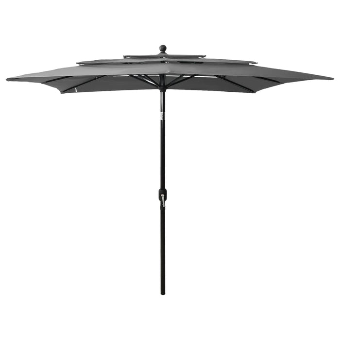 Umbrelă de soare 3 niveluri, stâlp aluminiu, antracit 2,5x2,5 m - WALTI WALTI