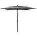 Umbrelă de soare 3 niveluri, stâlp aluminiu, antracit 2,5x2,5 m - WALTI WALTI