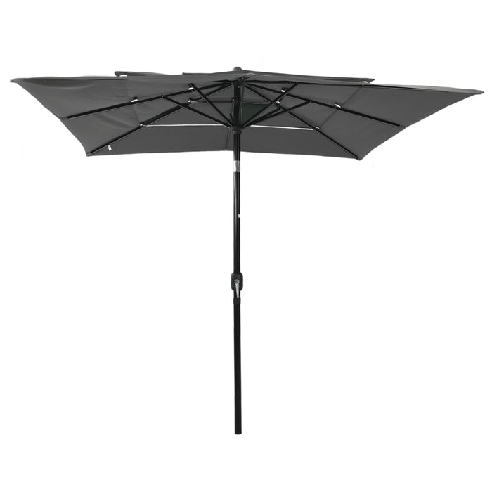 Umbrelă de soare 3 niveluri, stâlp aluminiu, antracit 2,5x2,5 m - WALTI WALTI