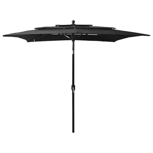 Umbrelă de soare 3 niveluri, stâlp aluminiu, negru, 2,5x2,5 m - WALTI WALTI