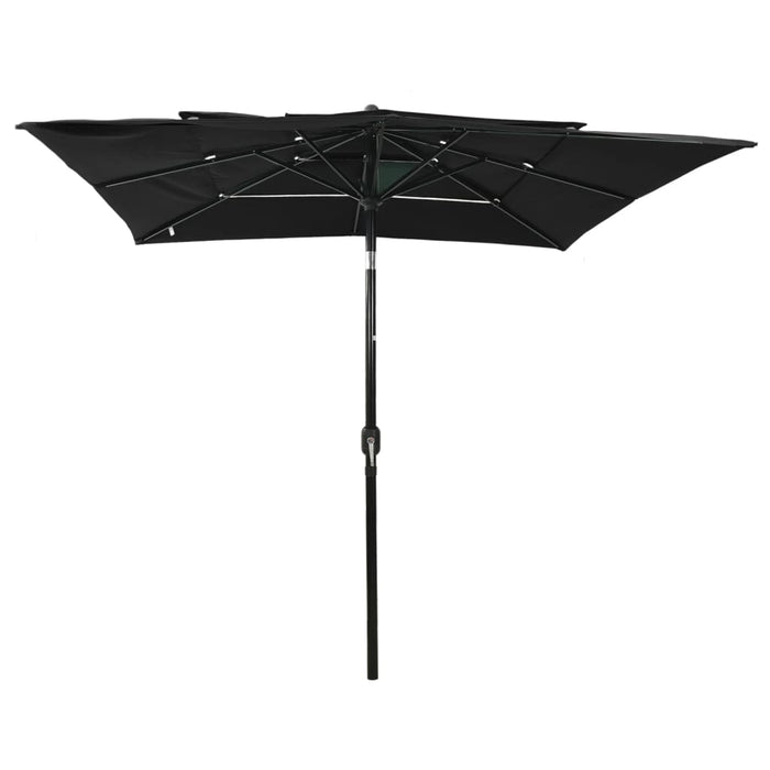 Umbrelă de soare 3 niveluri, stâlp aluminiu, negru, 2,5x2,5 m - WALTI WALTI
