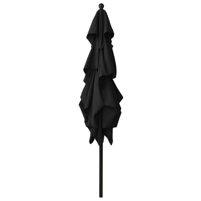 Umbrelă de soare 3 niveluri, stâlp aluminiu, negru, 2,5x2,5 m - WALTI WALTI
