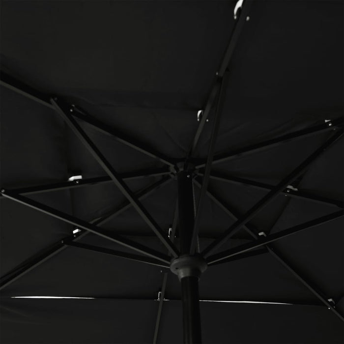 Umbrelă de soare 3 niveluri, stâlp aluminiu, negru, 2,5x2,5 m - WALTI WALTI