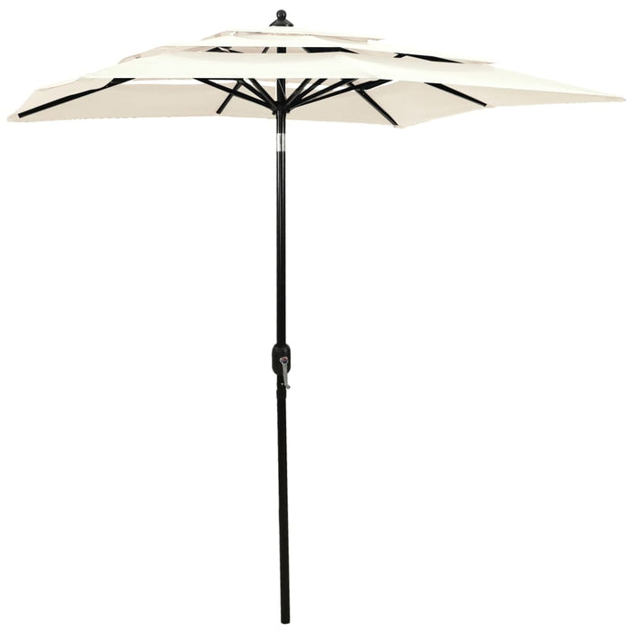 Umbrelă grădină 3 niveluri, stâlp din aluminiu, nisipiu, 2x2 m WALTI