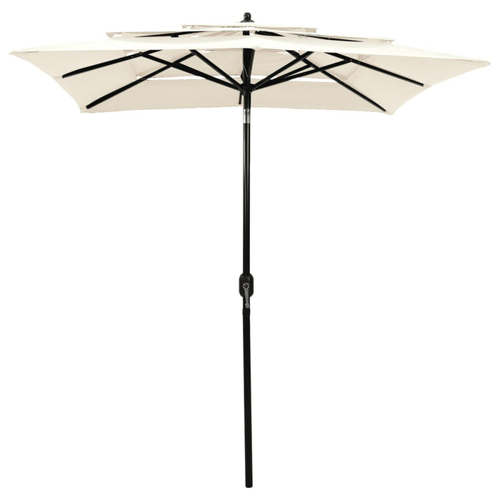 Umbrelă grădină 3 niveluri, stâlp din aluminiu, nisipiu, 2x2 m WALTI