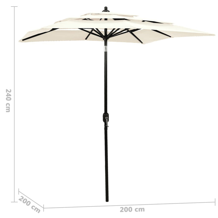 Umbrelă grădină 3 niveluri, stâlp din aluminiu, nisipiu, 2x2 m WALTI