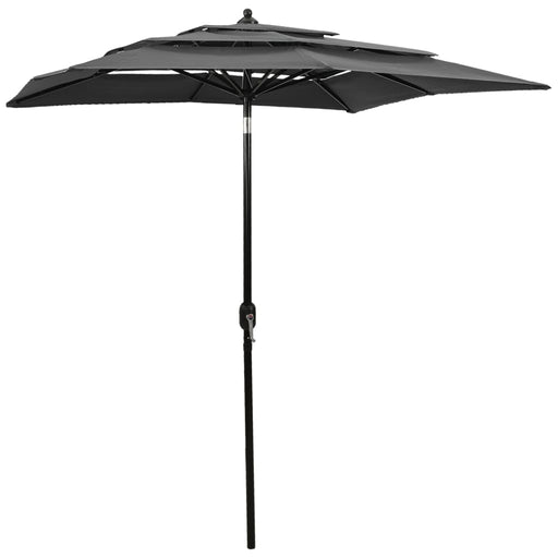 Umbrelă de soare 3 niveluri, stâlp de aluminiu, antracit, 2x2 m - WALTI WALTI