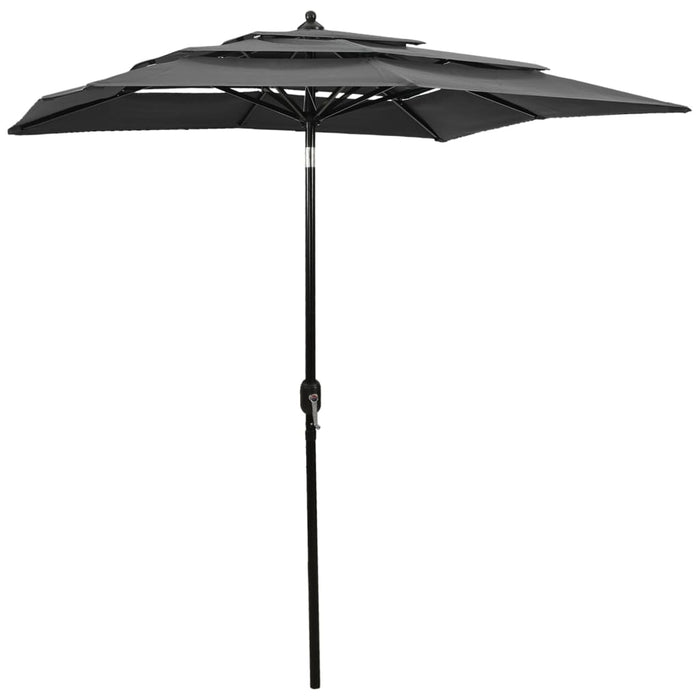 Umbrelă de soare 3 niveluri, stâlp de aluminiu, antracit, 2x2 m - WALTI WALTI