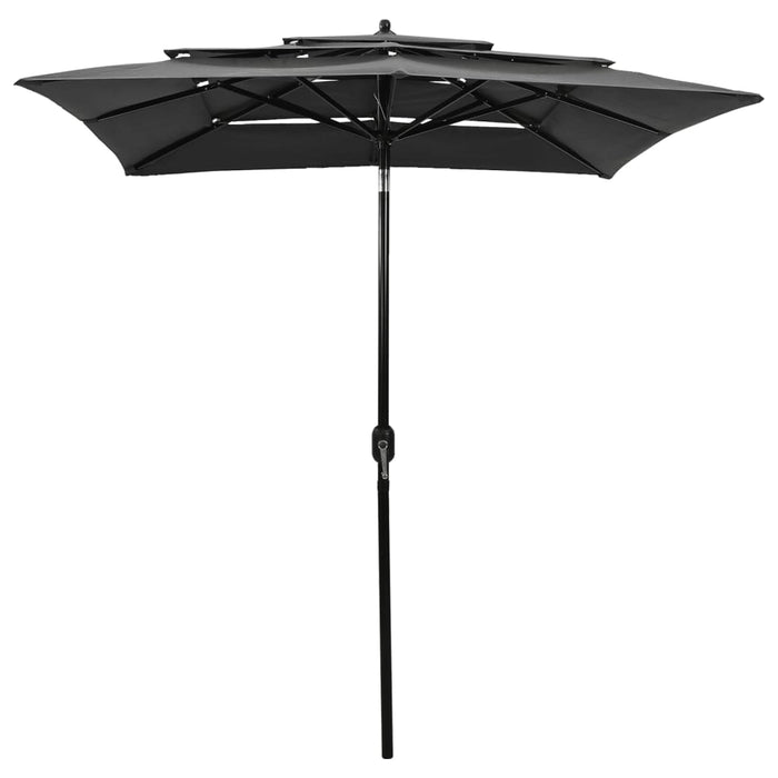 Umbrelă de soare 3 niveluri, stâlp de aluminiu, antracit, 2x2 m - WALTI WALTI