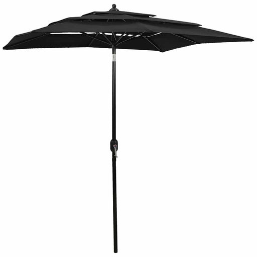 Umbrelă de grădină cu 3 niveluri, stâlp aluminiu, negru, 2x2 m - WALTI WALTI