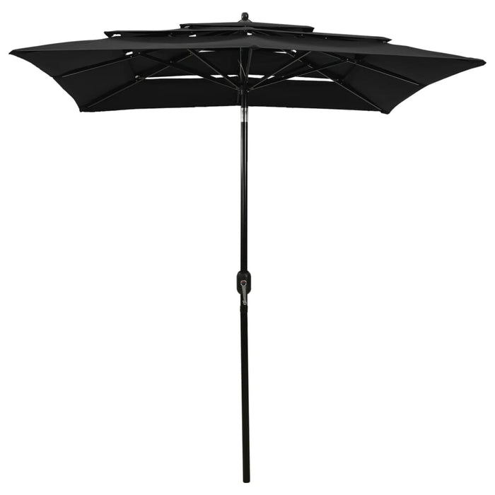 Umbrelă de grădină cu 3 niveluri, stâlp aluminiu, negru, 2x2 m WALTI