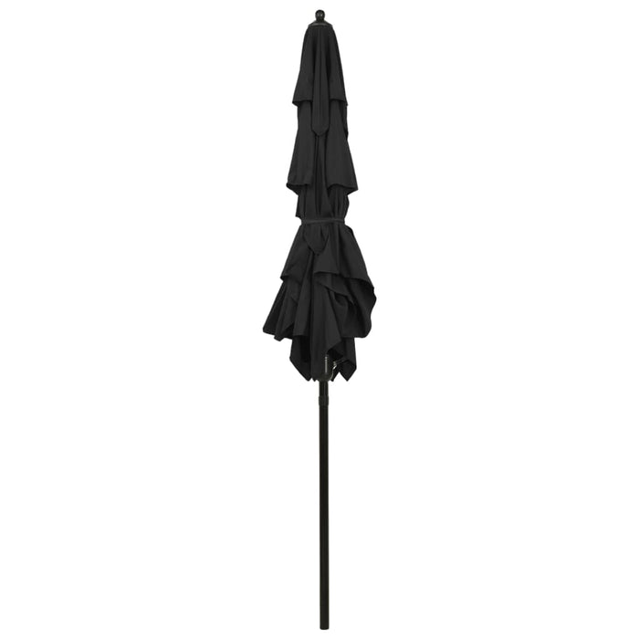 Umbrelă de grădină cu 3 niveluri, stâlp aluminiu, negru, 2x2 m WALTI